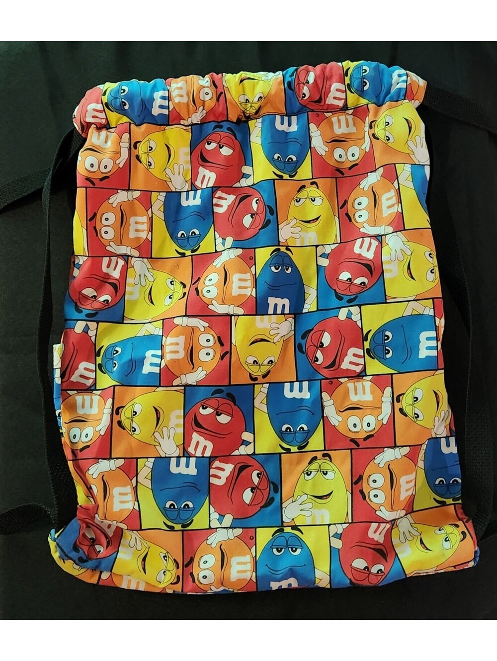 Vintage M&M's Drawstring Bag Candy Characters Cotton Canvas Cinch Backpack